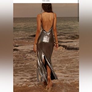 Runaway The Label Halo Long Midi Dress- Silver